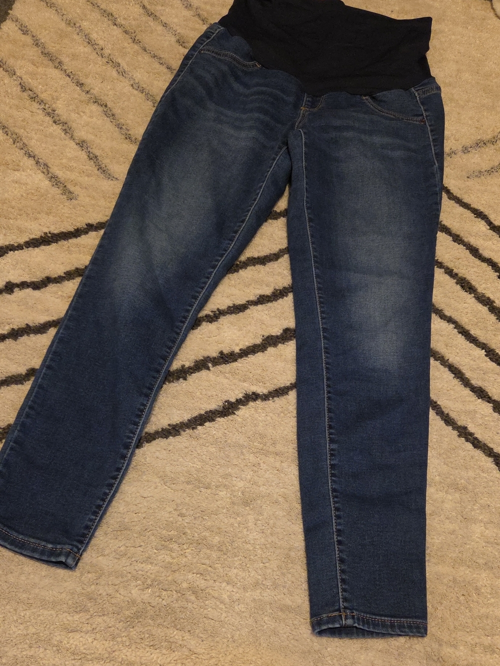 a:glow Dark Blue Denim Maternity Jeggings with Black Panel